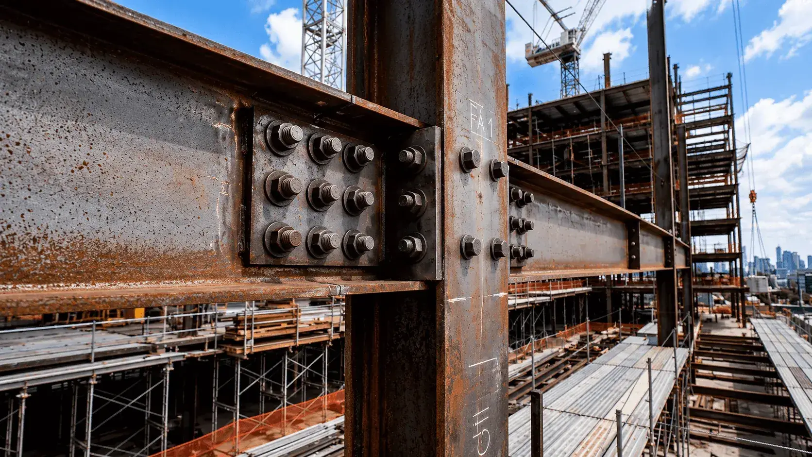 Structural fasteners supporting a construction and infrastructure project